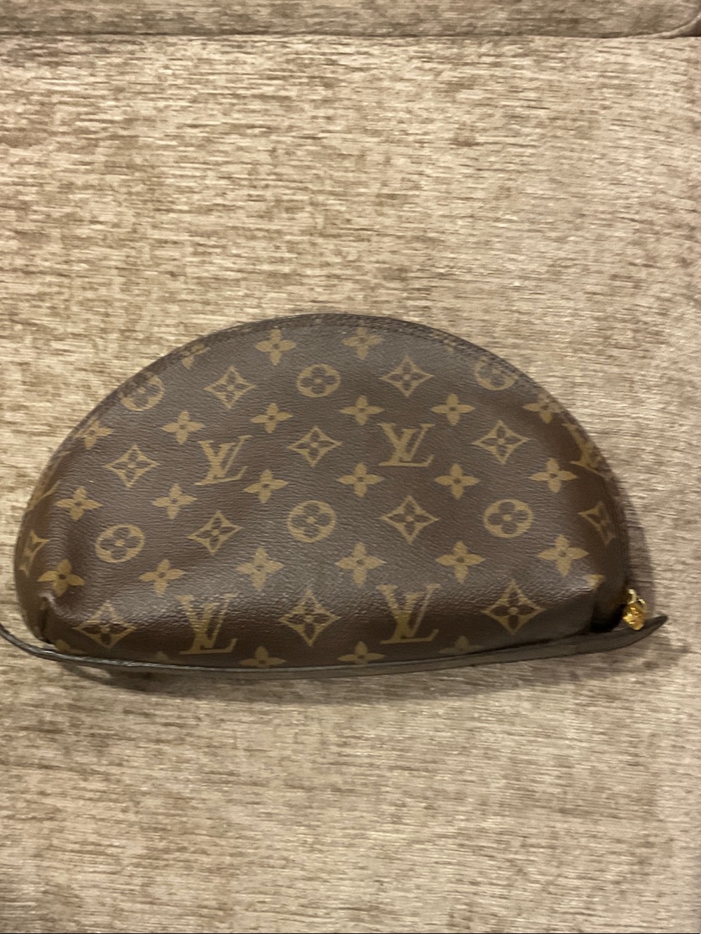 Vintage Louis Vuitton Monogram Canvas Dome Cosmetic Pouch in Brown and Tan